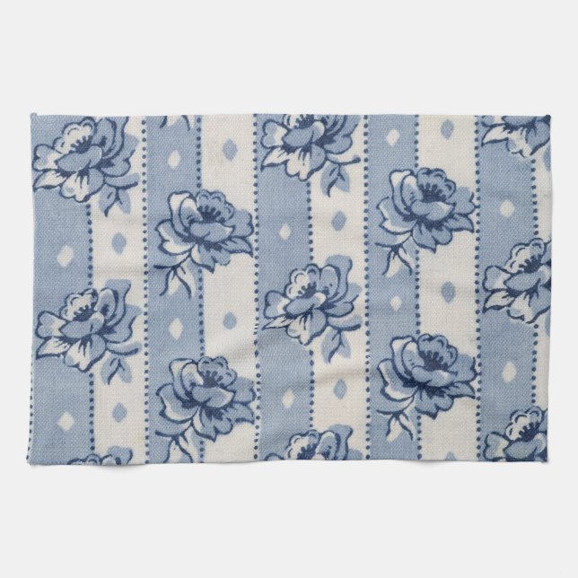Classic Blue Ivory Floral Theme | Kitchen Towels (Horizontal)