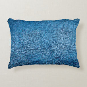 Classic blue leather background texture closeup.bl accent pillow