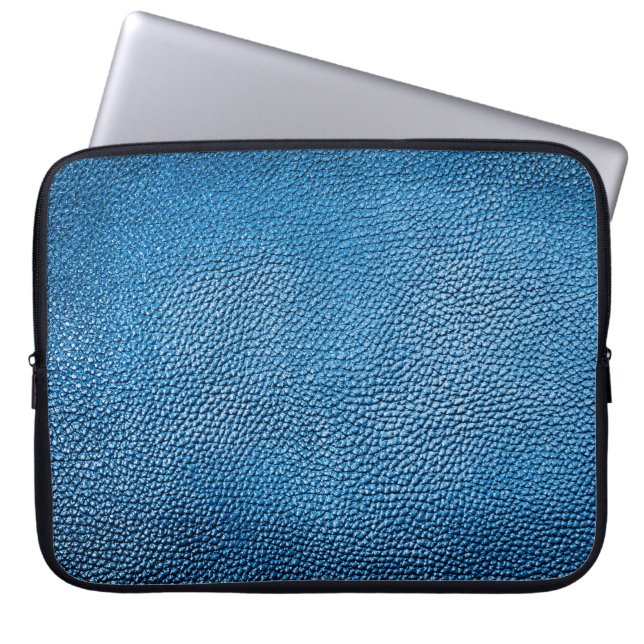 Classic blue leather background texture closeup.bl laptop sleeve (Front)
