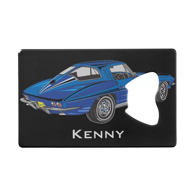 Classic Blue Mustang Design Bottle Opener Wallet Bottle Opener (Front (Horizontal))