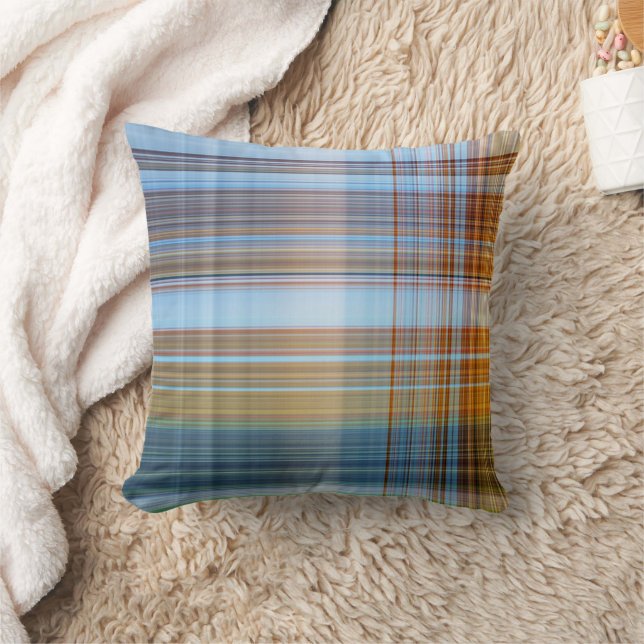 Classic Blue Orange Plaid Decorative Pillow (Blanket)