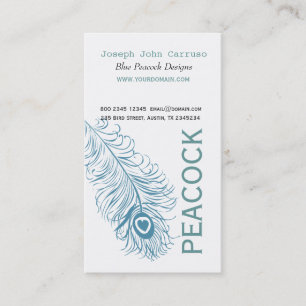 Classic Blue  Peacock Feather Business Card