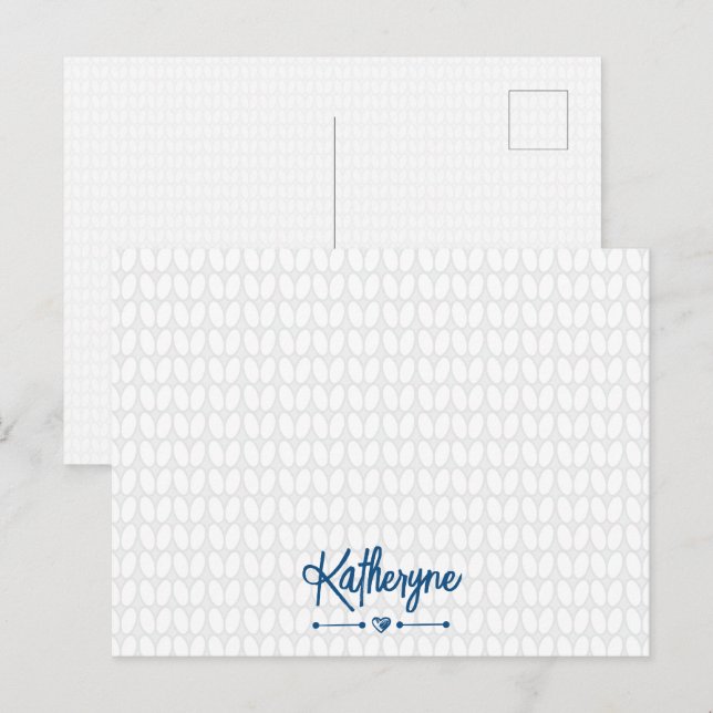 Classic Blue Personalized Knit Stitch Postcard (Front/Back)