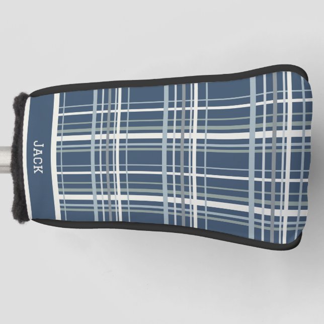 Classic Blue Plaid Golf Head Cover  (Front)