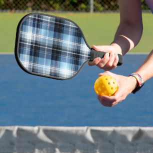 Classic Blue Plaid Pattern – Trendy Tartan Design Pickleball Paddle