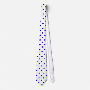 Classic Blue Polka Dot Pattern on White Tie