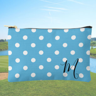 Classic Blue Polka Dots Pattern Makeup or Accessory Pouch