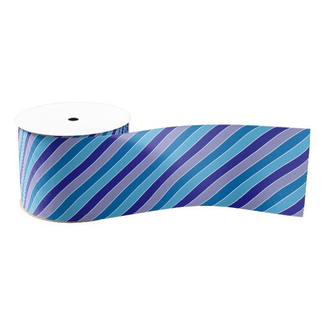 Classic Blue Purple Pajama Stripes Pattern Grosgrain Ribbon (Spool)