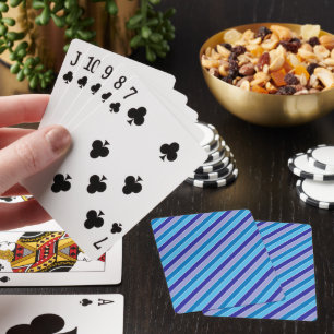 Classic Blue Purple Pajama Stripes Pattern Playing Cards