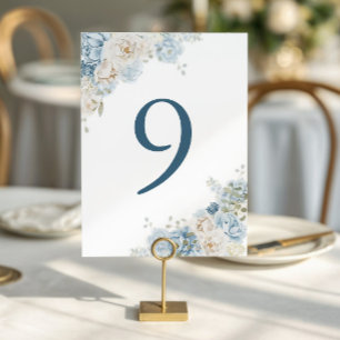 Classic Blue Rose Botanical Reception Table Number