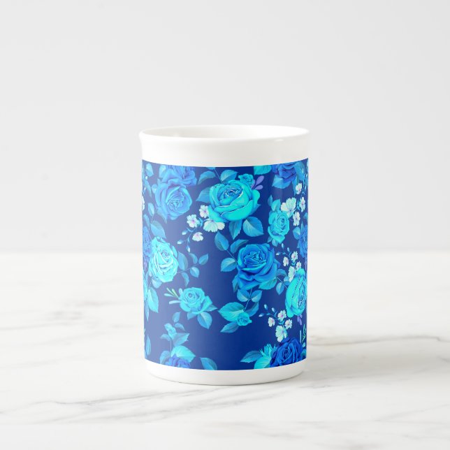 Classic Blue Rose Flowers Pattern-87600 Bone China Mug (Front)