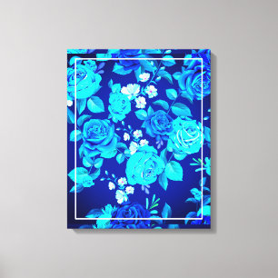 Classic Blue Rose Flowers Pattern-87600 Canvas Print