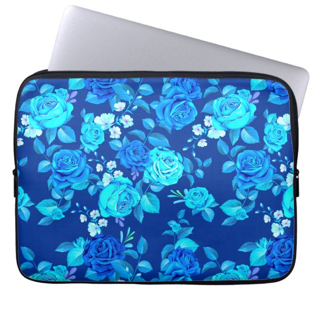 Classic Blue Rose Flowers Pattern-87600 Laptop Sleeve (Front)