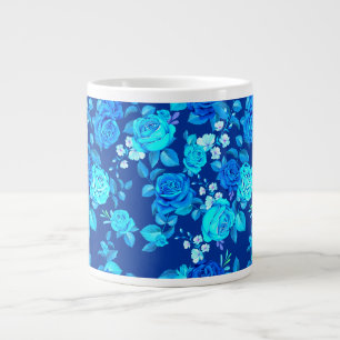 Classic Blue Rose Flowers Pattern-87600 Large Coffee Mug