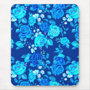 Classic Blue Rose Flowers Pattern-87600 Mouse Pad