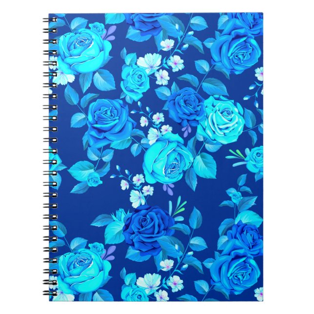 Classic Blue Rose Flowers Pattern-87600 Notebook (Front)