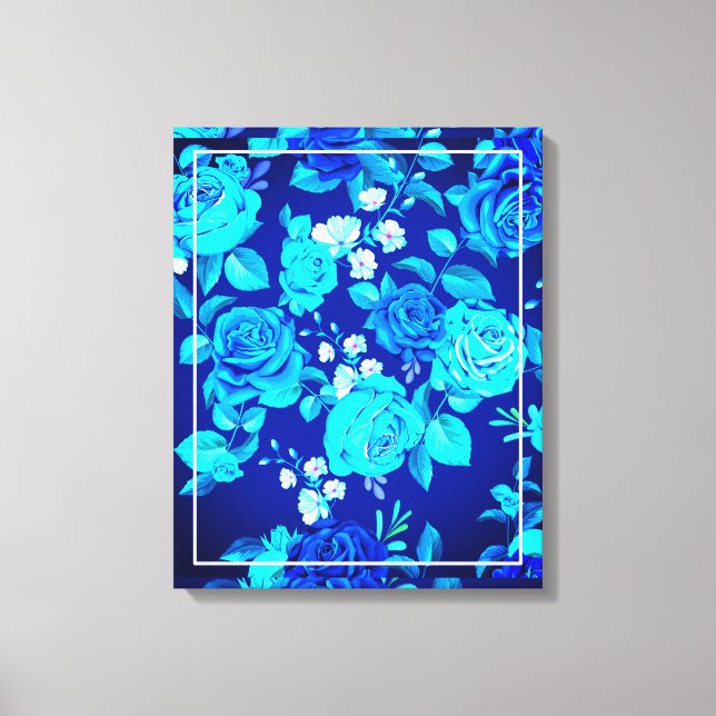 Classic Blue Rose Flowers Pattern-876 Canvas Print (Front)