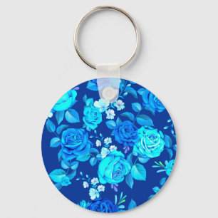 Classic Blue Rose Flowers Pattern-876 Keychain