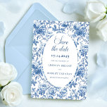 Classic Blue Roses Toile Save the Date Wedding   Invitation<br><div class="desc">✅ For matching items search 231T in my collections ✅ Announce your special day with this Elegant Navy Roses Toile de Jouy Save the Date. Featuring navy, royal, dusty, and deep blue roses in a classic French toile pattern, this floral design adds timeless sophistication to your wedding stationery. Personalized with...</div>