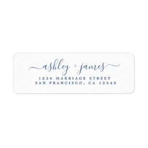 Classic Blue Script Chic Adresse de retour