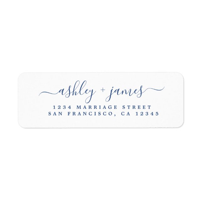 Classic Blue Script Chic Return Address (Front)