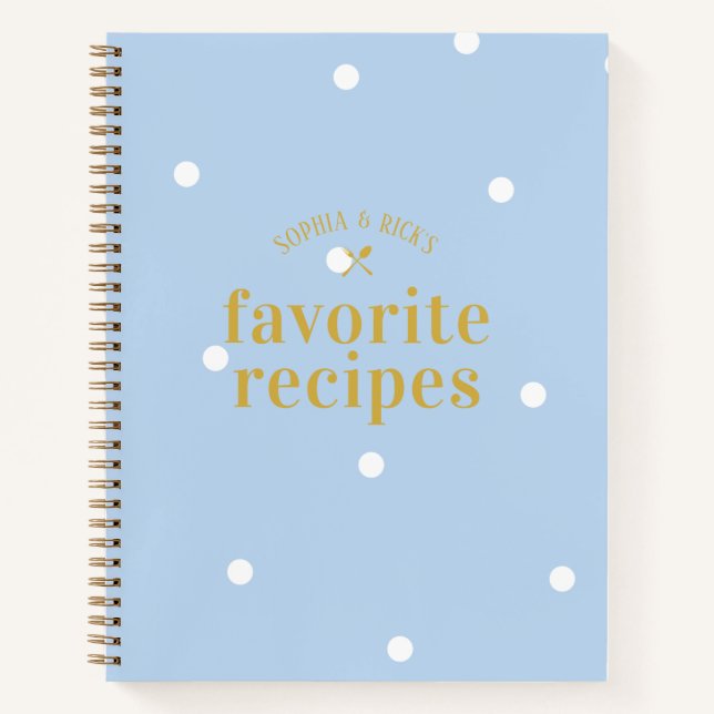 Classic Blue Spot Engagement Newlywed Recipe Notebook (Front)