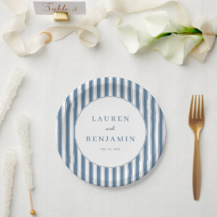 Classic Blue Striped Celebration Paper Plate