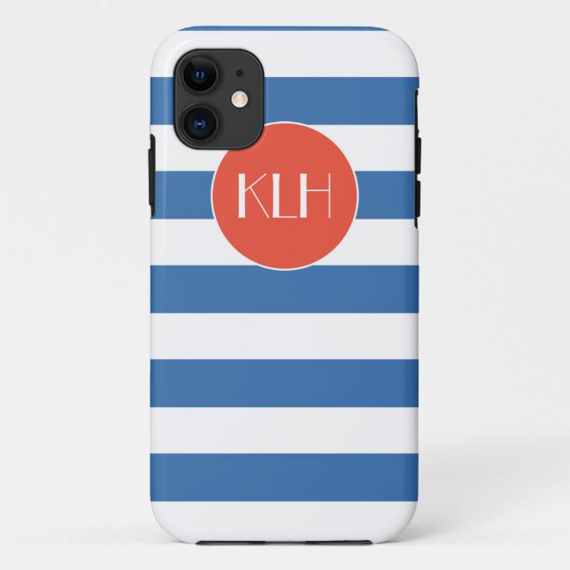 Classic Blue Stripes Cabana style Case-Mate iPhone Case (Back)