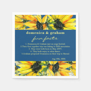 Classic Blue Sunflower Wedding Fun Facts Napkins
