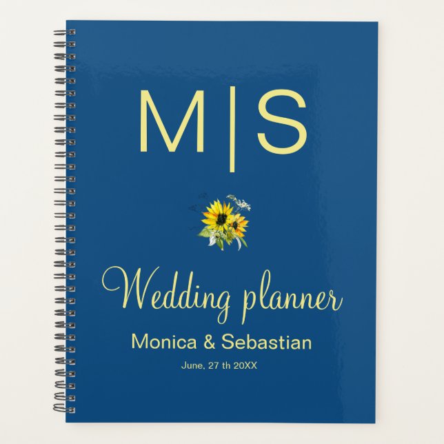 Classic Blue Sunflower wedding Planner (Front)