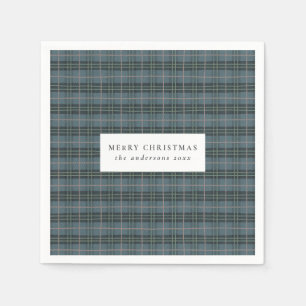 Classic Blue Tartan Plaid Christmas Napkin