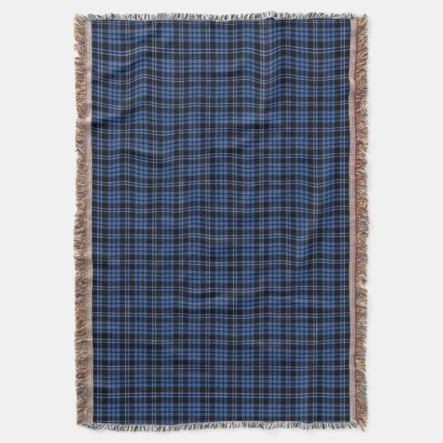 Classic Blue Tartan Plaid Pattern Throw Blanket (Front Vertical)
