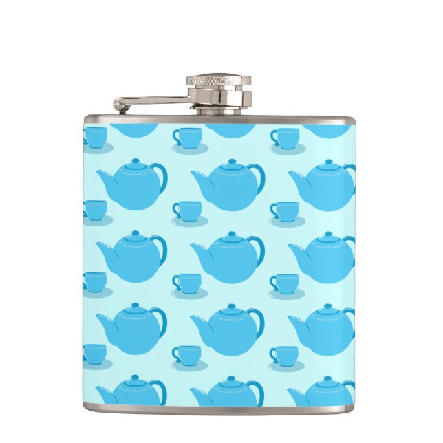 Classic Blue Teapot Hip Flask (Front)
