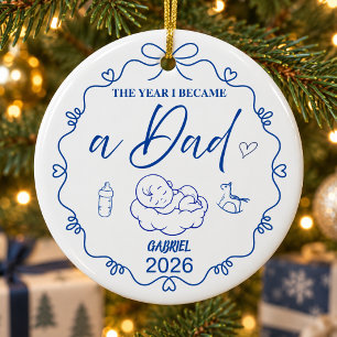Classic Blue The Year I Became A Dad Custom Ceramic Ornament