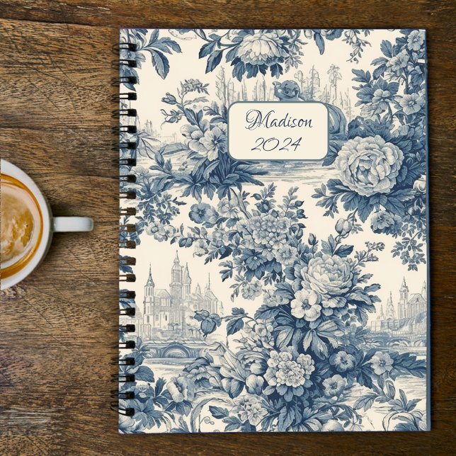 Classic Blue Toile de Jouy Monogram Planner (Creator Uploaded)