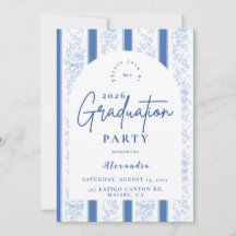 Classic Blue Toile Graduation Party