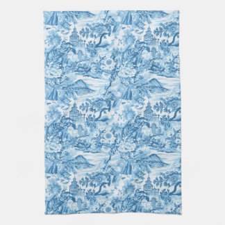 Classic Blue Toile Landscape Kitchen Towel