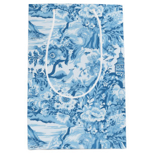 Classic Blue Toile Landscape Medium Gift Bag