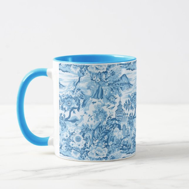 Classic Blue Toile Landscape Mug (Left)
