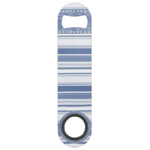 Classic Blue Varied Stripes Geometric Pattern Bar Key