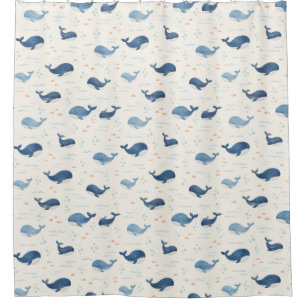 Classic Blue Whales Pattern with Little Stars
