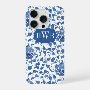 Classic Blue & White Antique Chinoiserie Monogram iPhone 15 Pro Case
