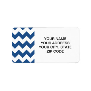 Classic Blue White Chevron Pattern Label