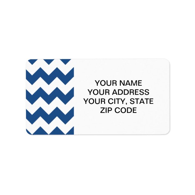 Classic Blue White Chevron Pattern Label (Front)