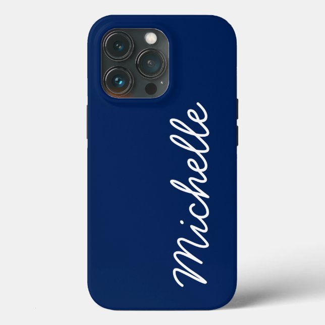 Classic Blue & White Custom Cursive Name or Text Case-Mate iPhone Case (Back)
