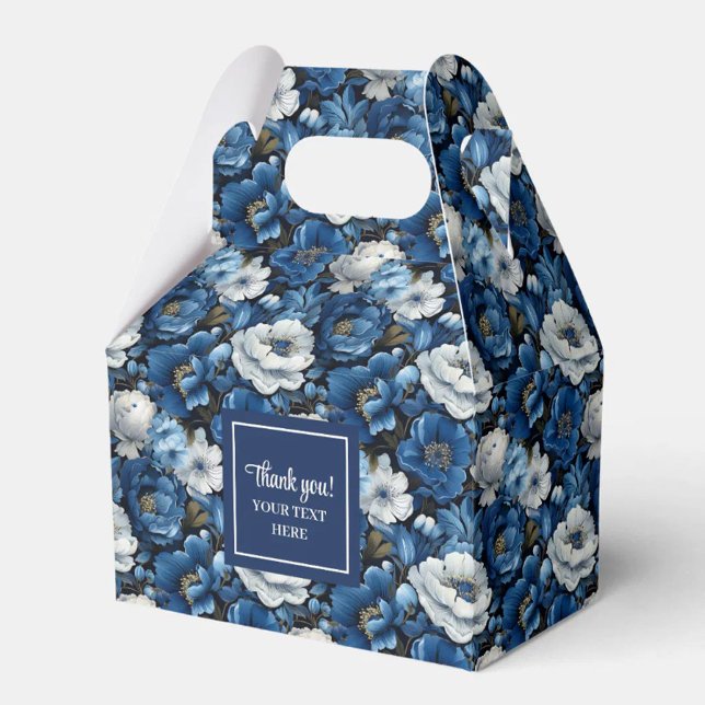 Classic Blue White Flowers Custom Name Favour Box (Classic Blue White Flowers Custom Name Favor Box)