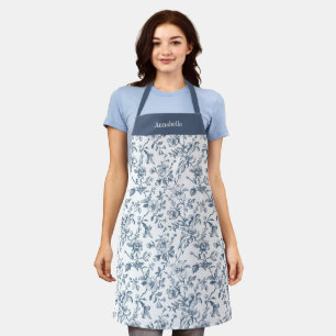 Classic Blue White French Toile Personalized Apron