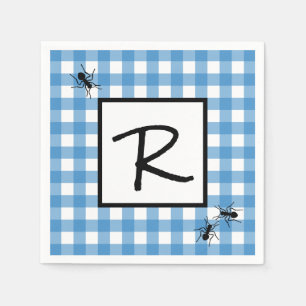 Classic Blue White Gingham Ants BBQ Picnic Napkin