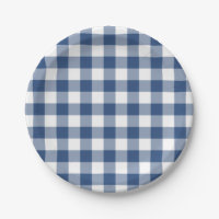 Classic Blue White Gingham Plaid Pattern