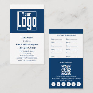 Classic Blue & White Portrait Format Loyalty & Appointment Card